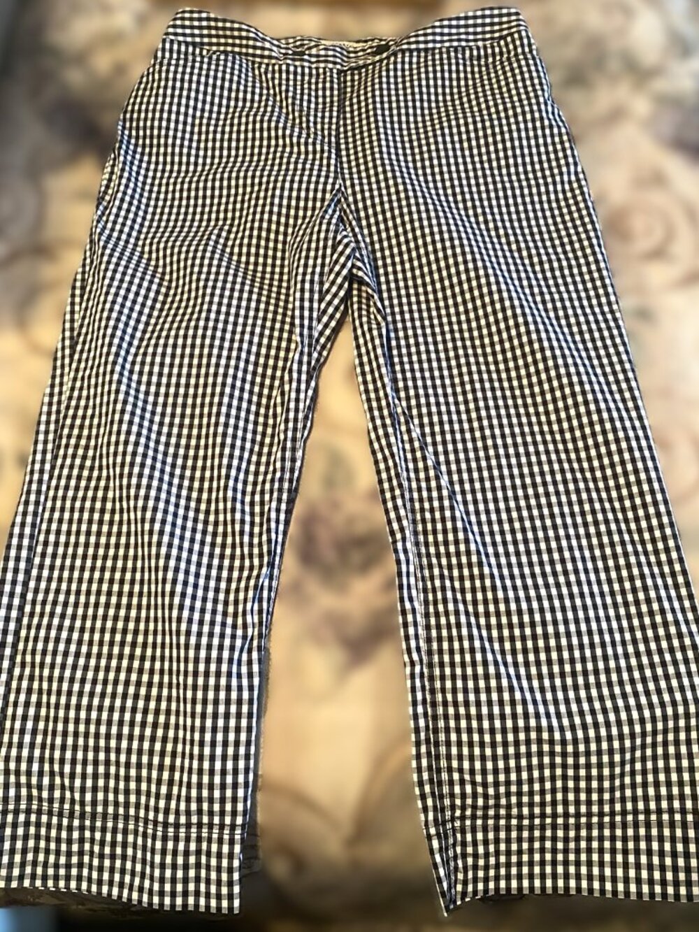 Jones New York Women’s Black White Check Ankle Pants Size 10 Stretch